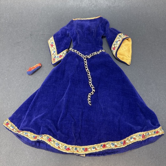 Mattel Other - Vintage Barbie‎ #873 GUINEVERE Theater Velvet 1960's Dress With 1 Matching Shoe